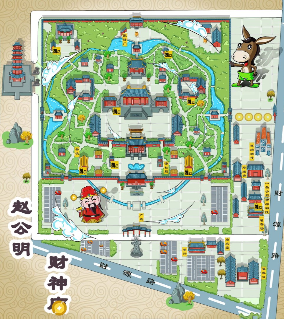 稷山寺庙类手绘地图